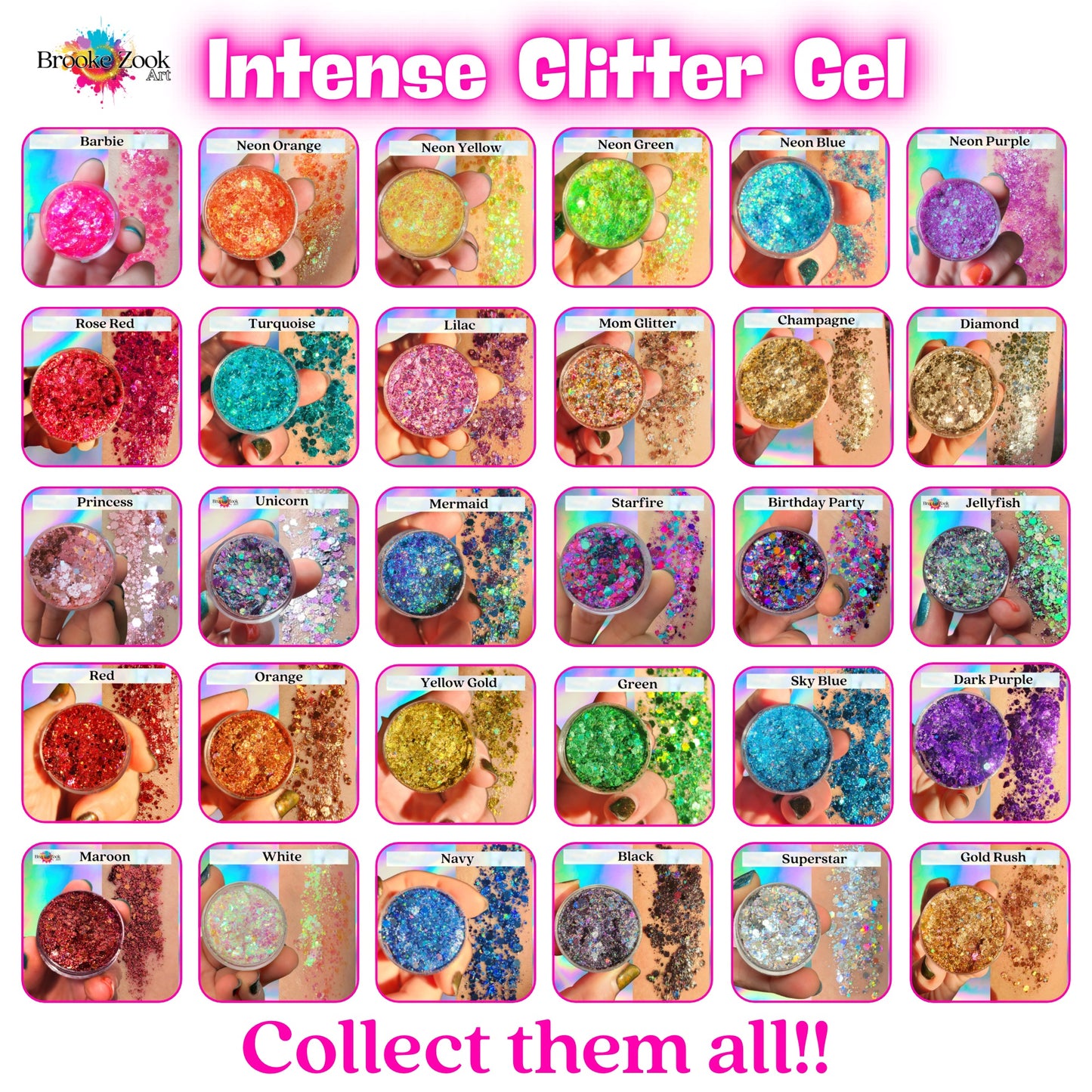 Intense Glitter Gel for the face and hair (Mom Glitter)