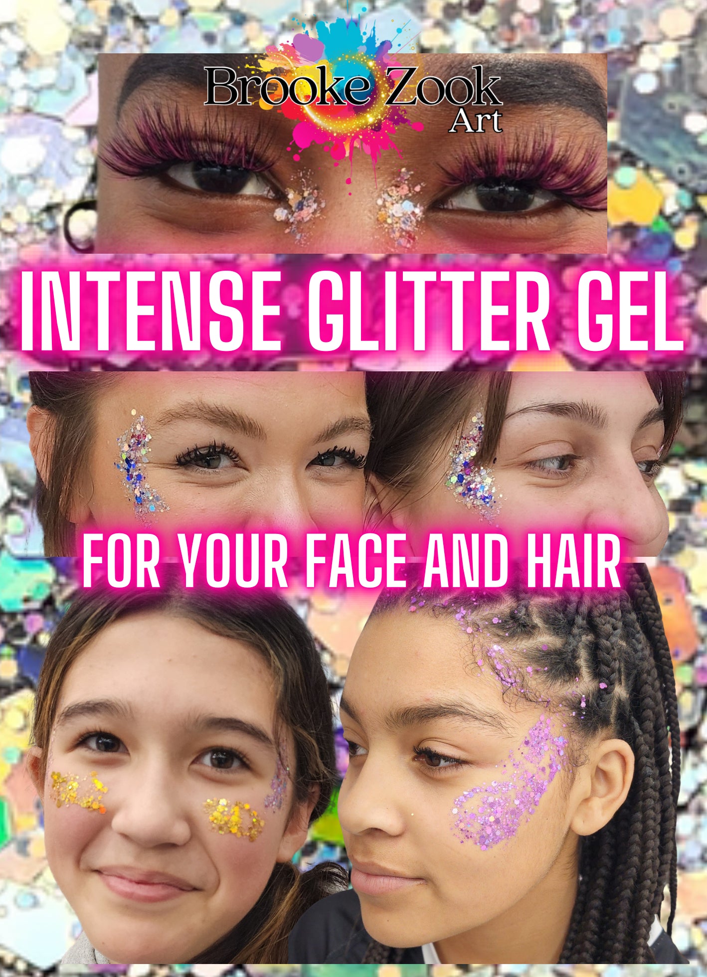 Intense Glitter Gel for the face and hair (Mom Glitter)