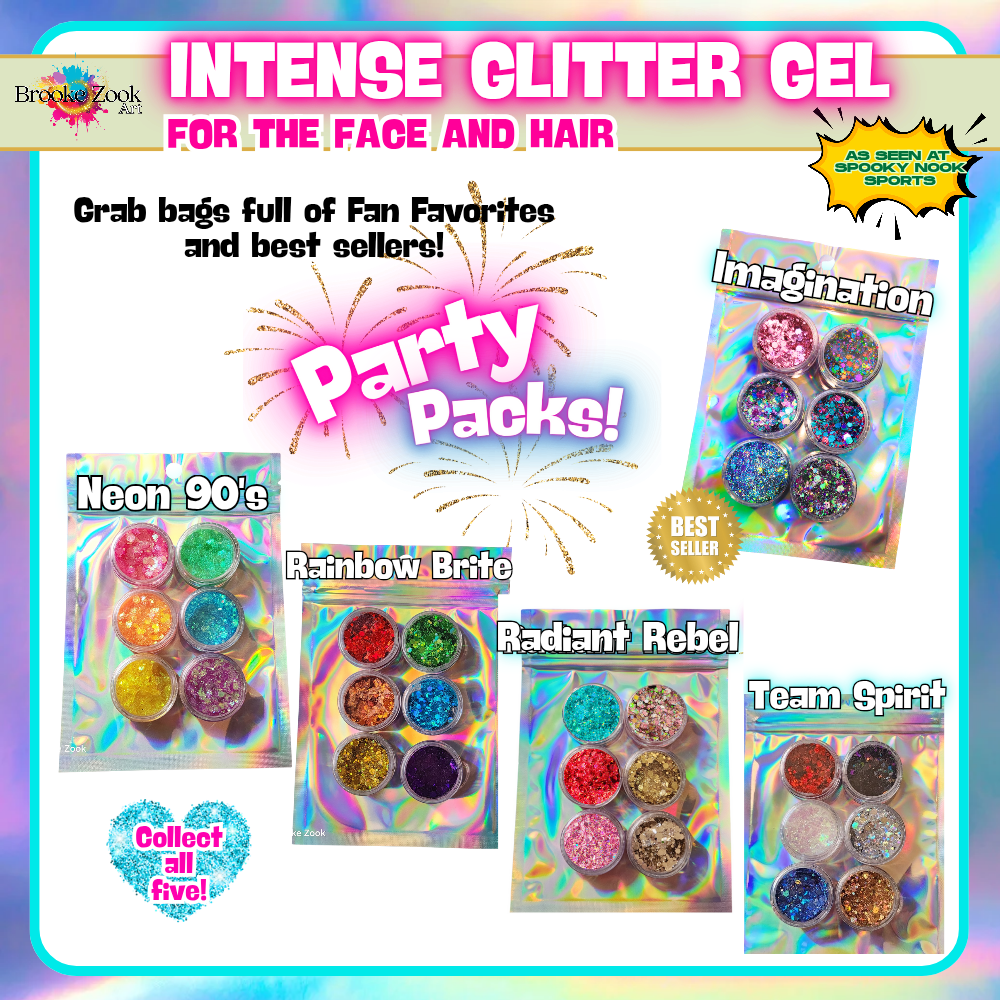 Party Packs! Intense Glitter Gel for the face and hair