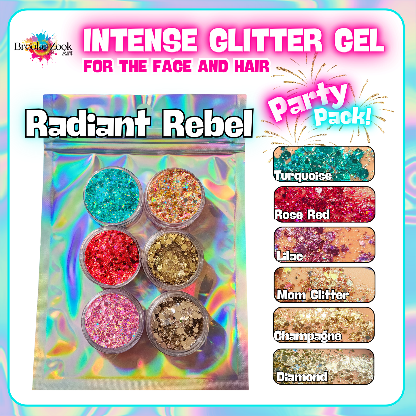 Party Packs! Intense Glitter Gel for the face and hair
