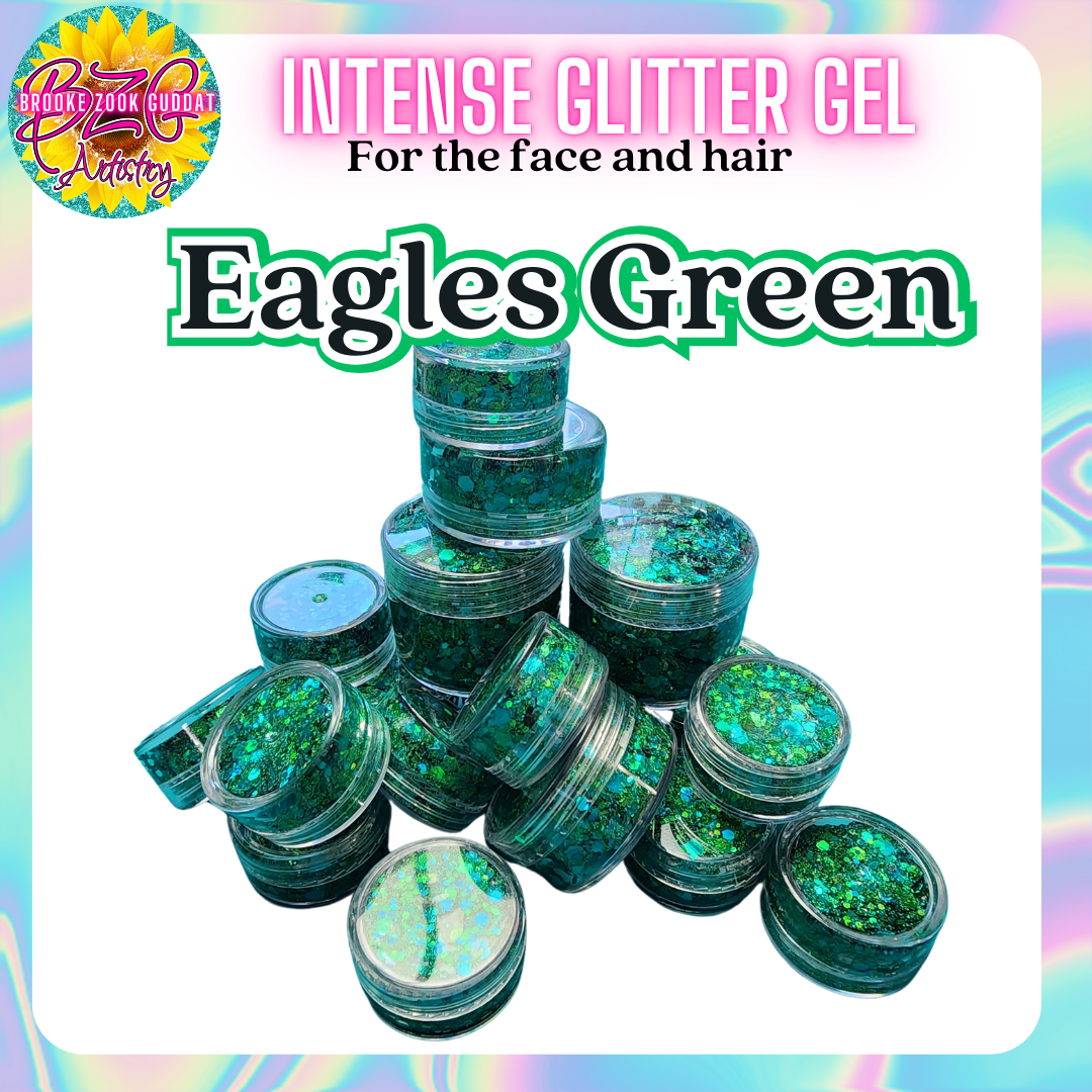 Eagles Green Intense Glitter Gel for the face and hair!