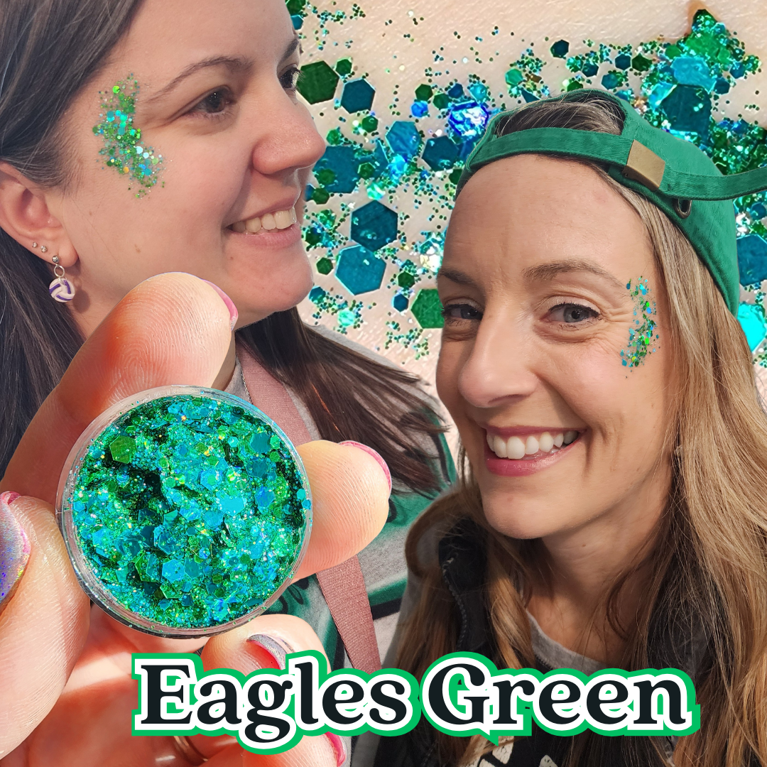 Eagles Green Intense Glitter Gel for the face and hair!
