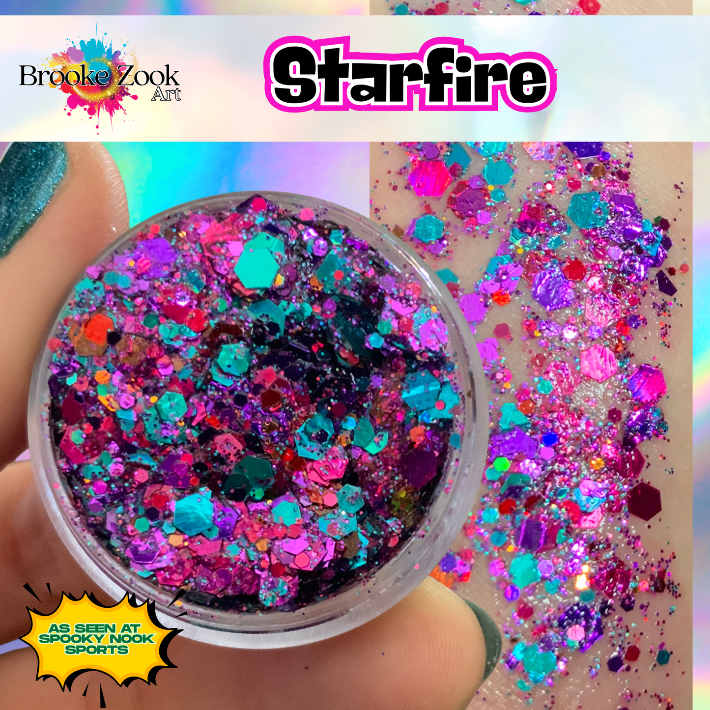 sparkle gel applied to hair part line