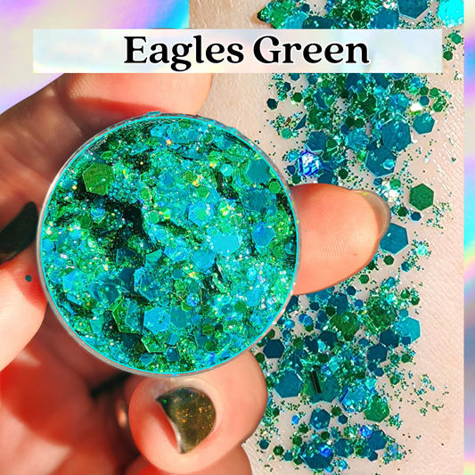 Eagles Green Intense Glitter Gel for the face and hair!