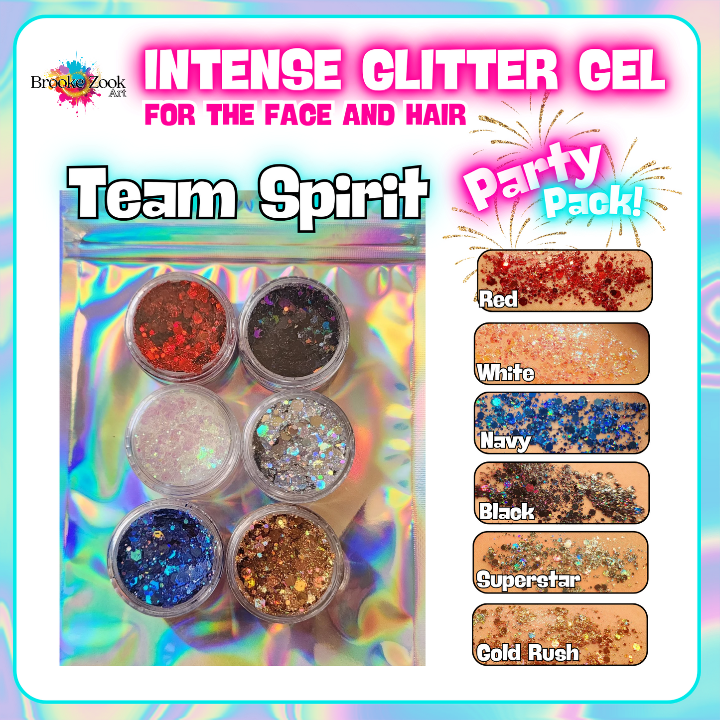Party Packs! Intense Glitter Gel for the face and hair